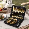 16-piece golden tableware set, stainless steel spoons, forks and knives, home Western cuisine gift box details Picture